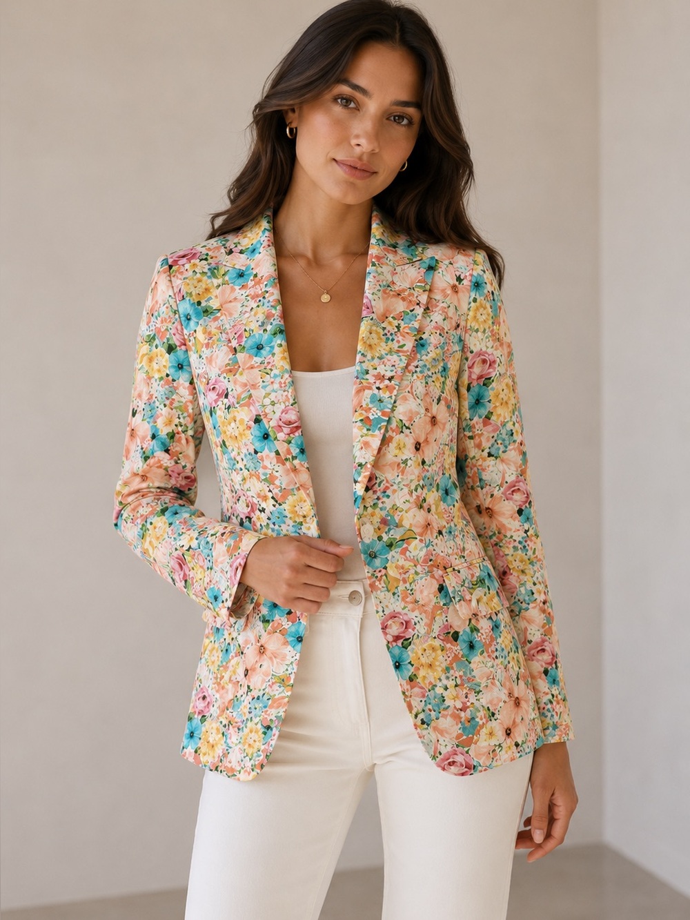 Floral Blazer - Pink and Yellow
